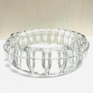 Vintage Heavy Glass Floral Arrangement Holder Flower Frog 2 Pieces Circular